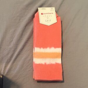 Pure Barre Tavi Coral and Cream Grip Socks